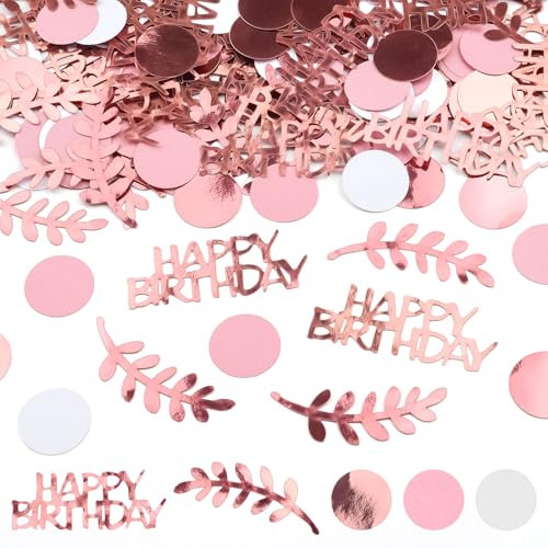 200 Stück Konfetti Geburtstag Tischdeko Geburtstag Rosa,Konfetti Geburtstag Deko, Happy Birthday Streudeko Geburtstag Rosa, Deko Geburtstag für Geburtstag Party