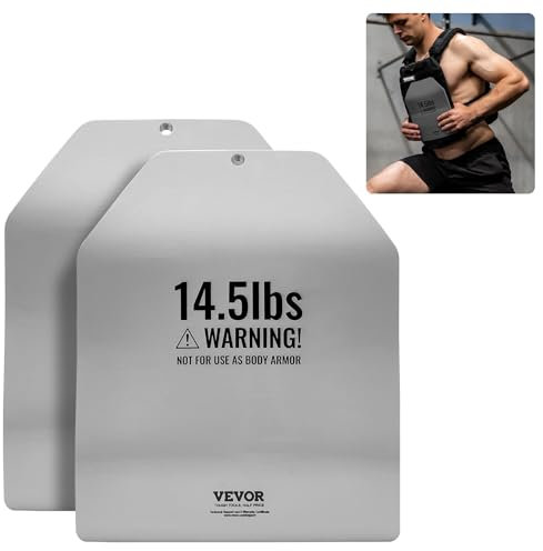 VEVOR Placas de Peso Curvadas para Chalecos, Pares 6,58 kg, Acero de Primera Calidad, Ajuste Ergonómico Contorneado, Peso Adicional, para Entrenamiento de Fuerza, Carreras, 309 x 248 x 12±10 mm, Gris