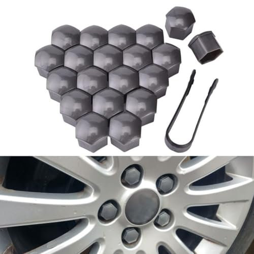 XJQHK Auto Radmutterkappen für Golf 6 7 GTI CC Polo Sagitar Bora Passat Touran, 20 Stück Radmuttern Bolt Felgen Schutz Radschrauben Abdeckung Diebstahlschutz Zubehör,21mm-Grey