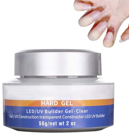 Clear Builder Gel for Nails - Solid Builder Nail Gel UV/LED Nail Base - Hard Gel for Nails Strengthener Nails Extension Nail Design - Home DIY Use with Nail Forms Clear Builder Gel