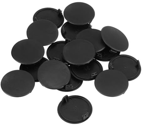 sourcing map Lot de 28 cache-trous de charnière cachés en plastique pour meubles, armoires, placards - 35 mm (noir)
