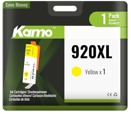 kamo 920 XL Druckerpatronen Kompatibel mit HP 920 920XL Patronen Multipack (1x Gelb), für Officejet 6000 6500 6500A 7000 7500A