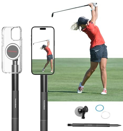 PrecisionMaster Golf Monopod Stick, Record Golf Swing with Magnetic Phone Holder, Adjustable Tripod with Spike Stake Golf Accessories Golf Swing Training, Compatible with Gopro Insta, Golf Train Aids
