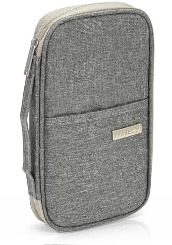 Reisepass Tasche, Reiseunterlagen Organizer für Damen und Herren, Wasserdicht Familie Reiseorganizer für Kreditkarten, Ausweis und Reisedokumente (grau)