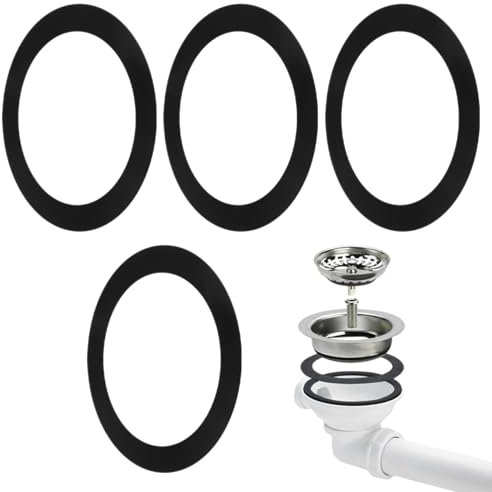 4 Stück Flachdichtung für Siebkorbablauf, Dichtung Waschbecken Ablauf mit OD 113mm ID 86mm, Spülbecken Stöpsel Ersatz Dichtung Gummi, Dichtungen für Siebkörbchen