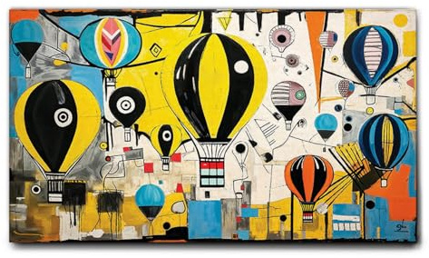 Giallobus - Quadro - 74 - Mongolfiere 01 - Tela Canvas Telaio Standard - 140x80 - Pronto da Appendere - Quadri Moderni per la casa