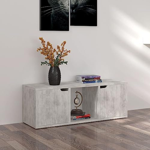 FOZICV TV-Schrank Medienschrank Stereoschrank TV-Möbels Fernsehtisch für Wohnzimmer Schlafzimmer oder Arbeitszimmer Stilvollen und Praktischen Design Beton-Optik 88,5x27,5x30,5 cm