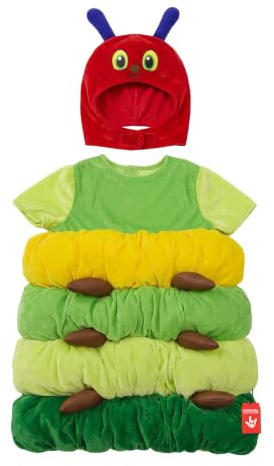 Morph Costume Bruco Bambino, Costume Animale Halloween Bambino | Tabardo in Peluche Verde & Cappuccio Rosso, Occhi Grandi e Antenne, Perfetto per Halloween, Ideale per il Gioco di Ruolo