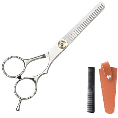 Ciseaux Effileur,Ciseaux Coiffure Professionnel,Ciseauxs de Coiffure en Acier Inoxydable à Haute Teneur en Carbone,Ciseaux Desepaississant Cheveux avec peigne et étui en cuir