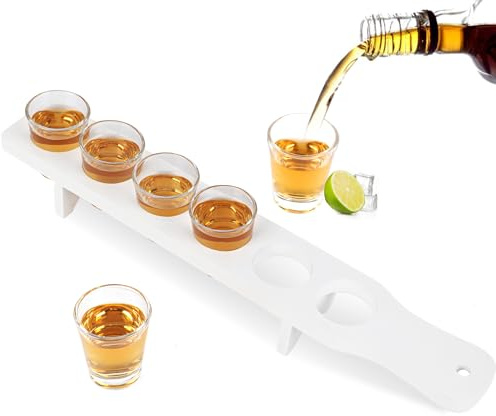NIUBEST Shot-Gläser Halter-Set enthält 6 Tequila Gläser und ein Serviertablett fürim Bulk, Klarer Shot Set für Party, Bar, Club, Cocktail (Weiß)
