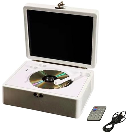 Portable Bluetooth CD Player, Retro, Simple and Stylish, Can Play Bluetooth Audio Externally, Dual Stereo Speakers, Home Record Player(White)