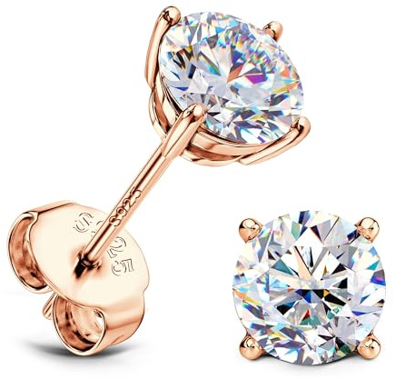 SLLAISS Moissanite Stud Earrings 925 Sterling Silver 0.6-4CTW | Hypoallergenic, 18K White Gold Plated Brilliant Round Cut Earrings for Women Men, D Color VVS1 Clarity, Mens Earrings Studs