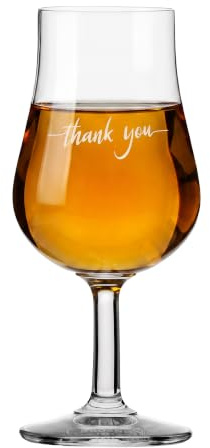 KROSNO Whisky Glass 1 Piece, 110 ml, Thank You, Celebration Moments | Tasting whiskey glass, brandy, cognac, rum, Lead-Free Crystal, Dishwasher Safe, Long stem, Elegant personalized glassware