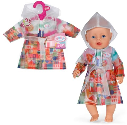 BABY born Mantel City Style für 43 cm Puppen mit Kapuze | Regenmantel mit Kapuze, bunter Print, passend für 43 cm Puppen