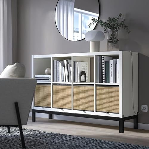 ZRIZAURA KALLAX 8-Cube Storage Shelving Unit with Underframe 147×94 cm – Modern Reversible Cube Shelf for Living Room, Office, or Bedroom (White/Black)