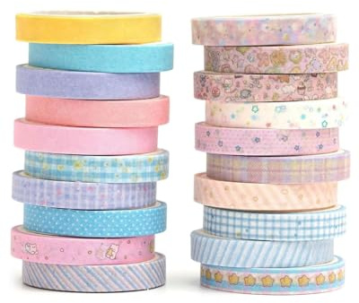 UYRVAPE Dünn Washi Tape Set Kawaii Masking Tape Antike Muster Dekoratives Klebeband Bunt für DIY Handwerk, Bullet Journals, Planer, Scrapbooking, Verpackung(20 Rollen)