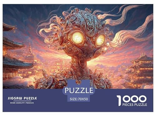 Sinoshow_24085_a_Robot_in_Armor_Made_of_Old_Metal_with_The_City_23d95826-1b6a-4570-9de4-db6f263bc6c6_1 1000 Teile Puzzle Schwierig, Hart, Fast Unmöglich Puzzlespiel, Entspannendes Familienspiel, Gebu