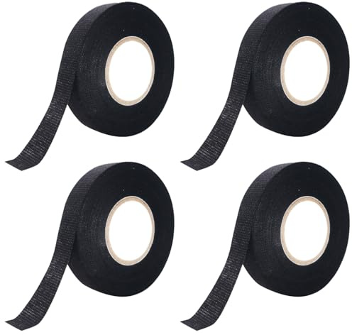 Nujvnuj 4 Stück Auto Gewebeband 19mm x 15m Schwarzes Klebeband Für Kabelbäume Selbstklebendes Textilband Kfz Motorrad Und Elektroinstallation
