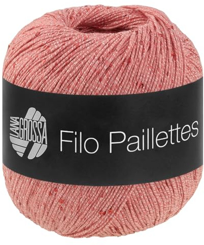LANA GROSSA Filo Paillettes |Edles, fest verzwirntes Garn mit Pailletten & Matt-Glanz-Effekt | Handstrickgarn aus 55% Baumwolle, 39% Polyester, 6% Polyamid | 50g Wolle, Stricken & Häkeln | 155m FB 6