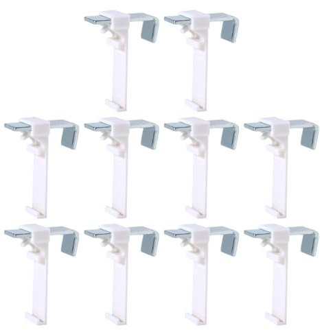 Riven 10 soportes de abrazadera para persianas enrollables, soportes de abrazadera largos para persianas enrollables dobles, ganchos sin taladrar para puertas abatibles de madera
