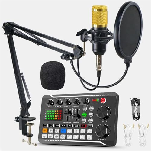 Spezielles Soundkartenmikrofon for Live Broadcast F998-Karte mit (optionalem) Audio-Interface DJ-Mixer-Effekten und Sprachwechsler Künstler und Bands(4)