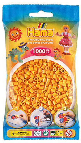 Hama Perlen 207-60 Bügelperlen Beutel mit ca. 1.000 Midi Bastelperlen mit Durchmesser 5 mm in Teddy Braun, kreativer Bastelspaß für Groß und Klein