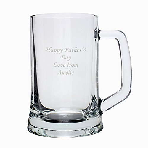 Custom Personalised Engraved Glass Pint Tankard Glass with Presentation Box. Ideal for Birthday, Weddings, For Him