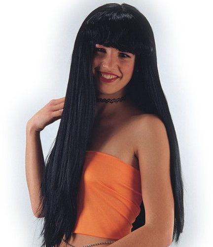 sexy Damen Domina Perücke schwarz glatt mit Pony Rollenspiel Erotik