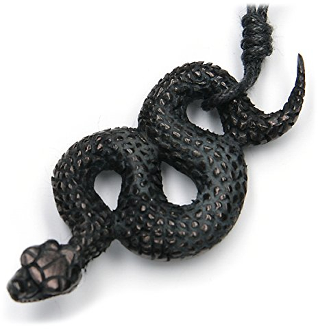 Drachensilber Schlange Schmuck Anhänger aus Horn handgefertigte Kette mit Schmuck Band Handarbeit Fairtrade