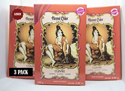 Henne Color Henna Haarfärbepulver Kupfer 100g (3 Stück)