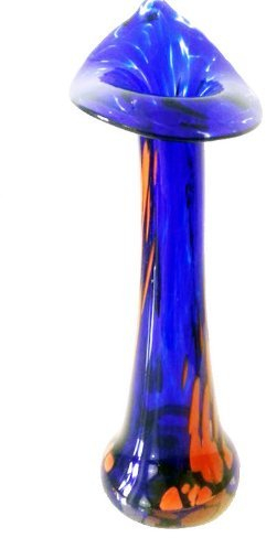 Oberstdorfer Glashütte Vase en Verre Colore Bouche soufflé Bleu/Orange Hauteur Approx.16 cm Design