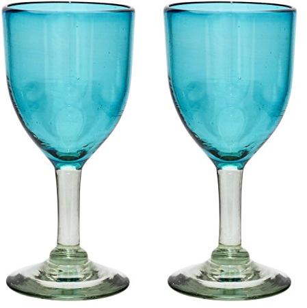 Handmade Wine Glass - Medium Size – Turquoise – Set of 2