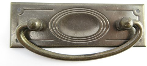 Clever-Deko Beschlag Messing Griffbeschlag Schrankgriff Schrank Schublade Schranktür Messing waagerecht mit Griff Sekretär brüniert Jugendstil Gründerzeit