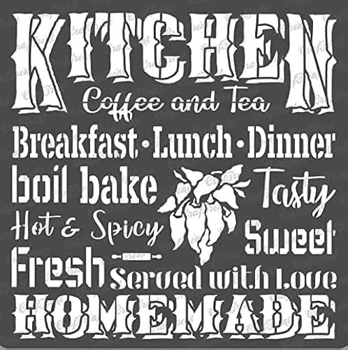 CrafTreat Pochoirs de cuisine réutilisables pour peindre sur bois, murs et carrelage – Cuisine – 15,2 x 15,2 cm – Pochoirs d'art et d'artisanat – Pochoirs de citation de cuisine pour peindre sur bois