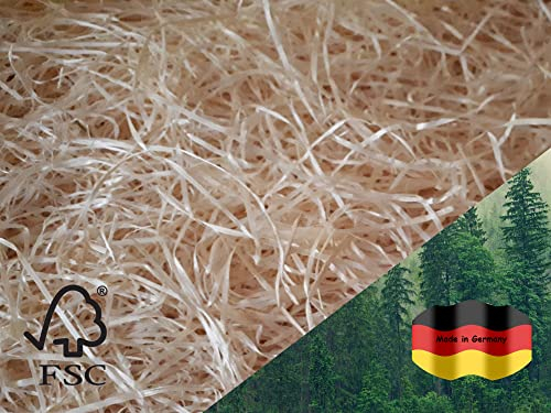 Premium Holzwolle unbehandelt 100% ökologisch Füllmaterial Einstreu Deko Verpackung, 1 KG