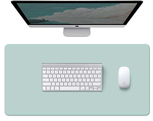 LWZko Schreibtischunterlage Grün, Schreibtischunterlage Leder 80x40 cm, Schreibtisch Unterlage, Schreibunterlage Groß, Deskpad Desk Mat für Büromaterial, Unterlagen Organizer, Laptop Tischunterlage