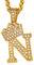 Suplight Initial Hip Hop Chain Rapper Pendant, Bling Alphabet Name Jewelry A-Z, Cubic Zirconia King Crown Chain Pendant Gold Tennis Necklace with Letter Pendant N for Mens and Womens
