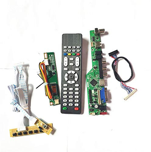 CLAA154WB05A/N LCD Panel Monitor LVDS 1CCFL 30Pin T.V53 Drive Card Board HDMI VGA USB AV RF Keyboard + Fernbedienung + Inverter DIY Kit (CLAA154WB05AN)