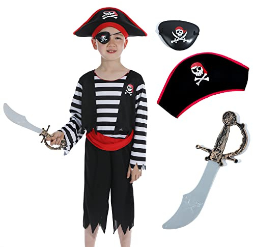 Sincere Party Children's Pirate Costume, Pirate Role-playing Dress Up for Unisex Kids