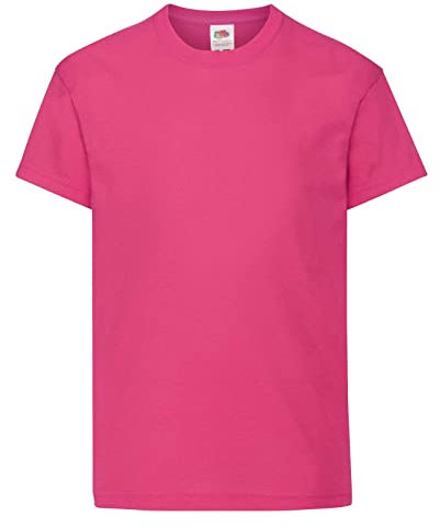 Fruit of the Loom Unisex Kid's Original T T-Shirt, Fuchsia, 9-11 Years