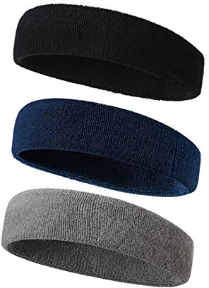 BOOMJIU Sport Stirnband Damen Herren Schweißbänder Kopf Stirn Frottee Kopfband Sport für Laufen Fahrrad Joggen Tennis Fußball