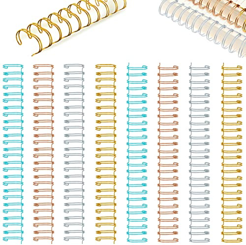 Chengu 24 Pcs Cinch Wire Binding Wire Twin Binding Spines Twin Loop Spines Double Ring Coil for Document Notebook File Making(9/16 Inch,Fresh Colors)