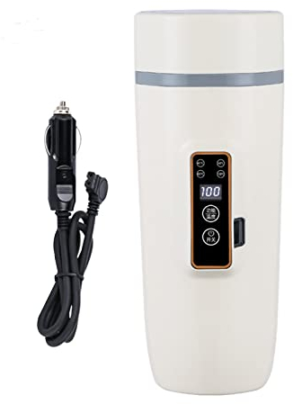 WMLBK Taza eléctrica de viaje portátil de 12 V 24 V, tetera eléctrica de viaje de 80 W 140 W, hervidor eléctrico con tapa antiderrames, taza de calefacción para coche, temperatura de hasta 100 °C