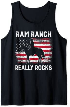Ram Ranch Really Rocks Western Cowboy Horseback USA Flagge Tank Top