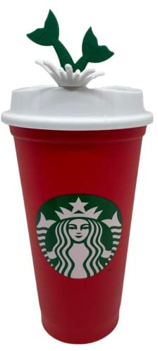 STARBUCKS Weihnachts-Sirenen-Schwanz-Stopper Mit Rotem Wiederverwendbarem Reisebecher, Größe M, 473 ml