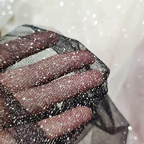 1m*150 cm Sparkly Stoff von The Fabrics - Pailletten, Tüll, Spitze, Netzstoff für Hochzeitszubehör, DIY Handgemachte Kleidung, Hochzeitskleid, Home Decor