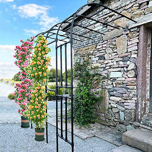 Halbseitiger Gartenbogen, an der Wand befestigter Rosenbogen aus Metall, Halbrunder Torbogen Rankhilfe Pergola Rankgitter, für Rasen/Hinterhof/Terrasse Kletterrosenpflanzen ( Color : Nero , Size : 2.4