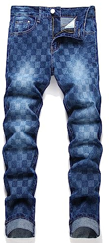 AITITIA Men's Ripped Regular Fit Jeans, 7001 Blue, 30