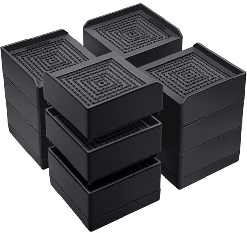 ANNKUT Betterhöhungen, 10,2 cm, strapazierfähig, Möbelerhöhungen für Schreibtisch, Tisch, Sofa, Couch, hebt auf 3,8 cm, 7,6 oder 10,2 cm, quadratische, verstellbare Erhöhungen, unterstützt bis zu 600