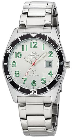 Master Time MTGA-10859-41M Radio Quartz Men's Watch Analogue Digital with Stainless Steel Strap, silver, Modern